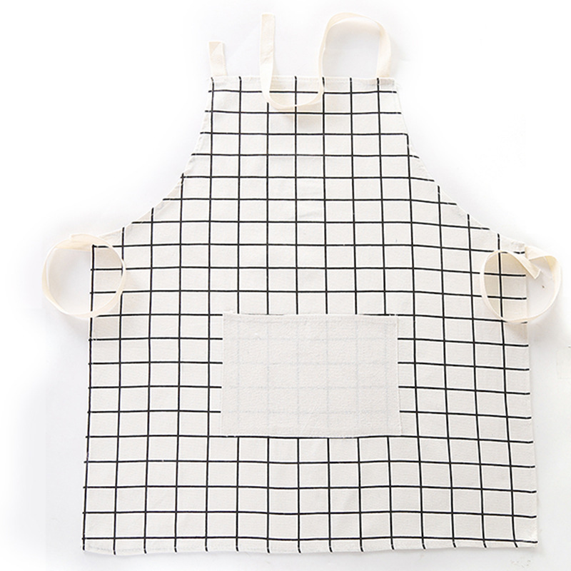 Room home cotton and linen apron Japanese modern simple fabric sleeveless printing anti oil apron wholesale Item Picture