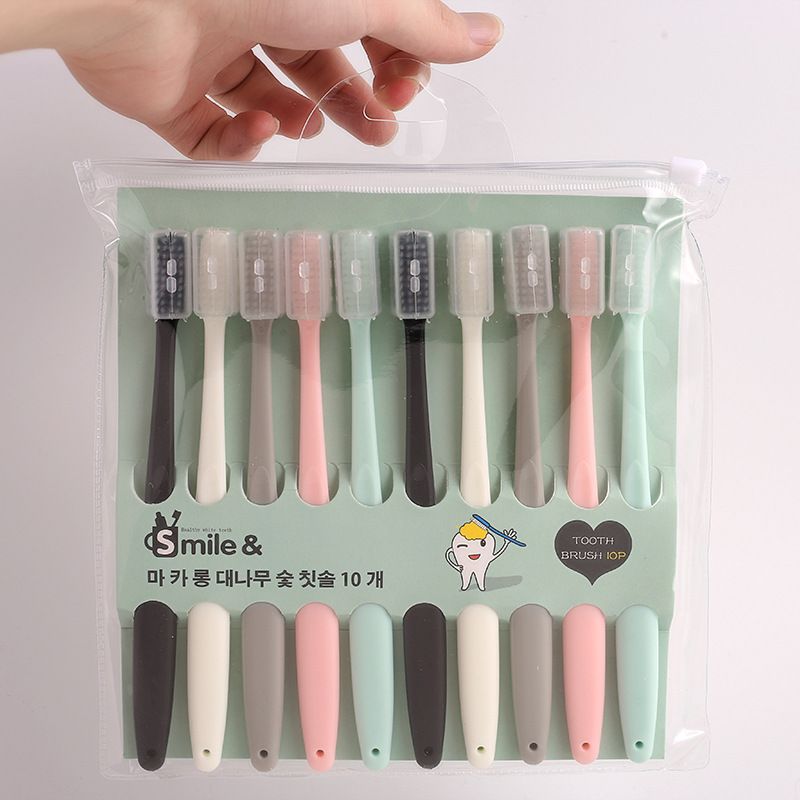 Live explosion of South Korean macaron ice cream 10 toothbrushes adult soft hair sheath travel manufacturers wholesale
