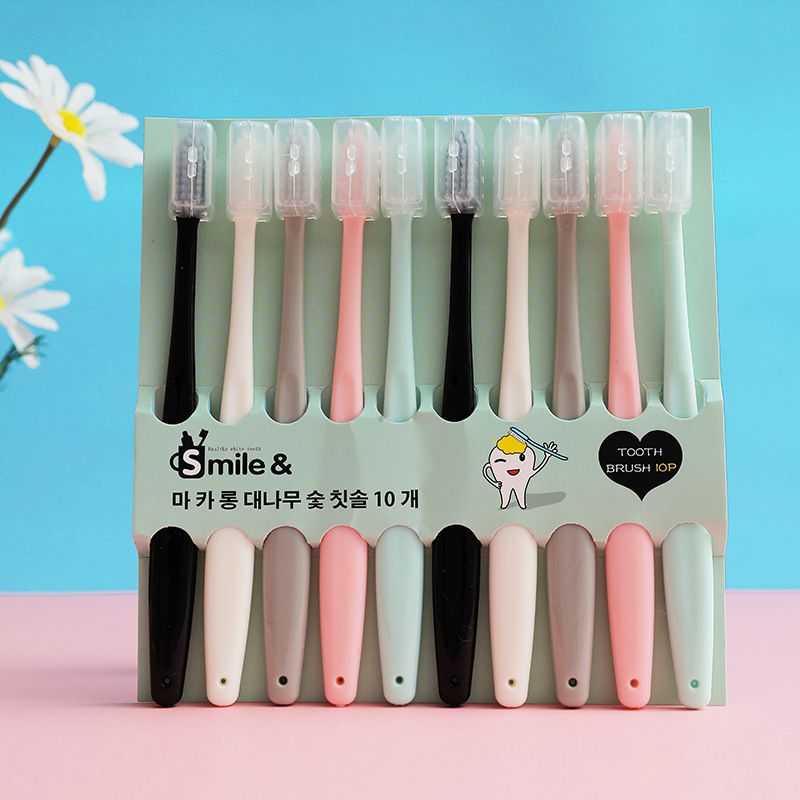 Live explosion of South Korean macaron ice cream 10 toothbrushes adult soft hair sheath travel manufacturers wholesale