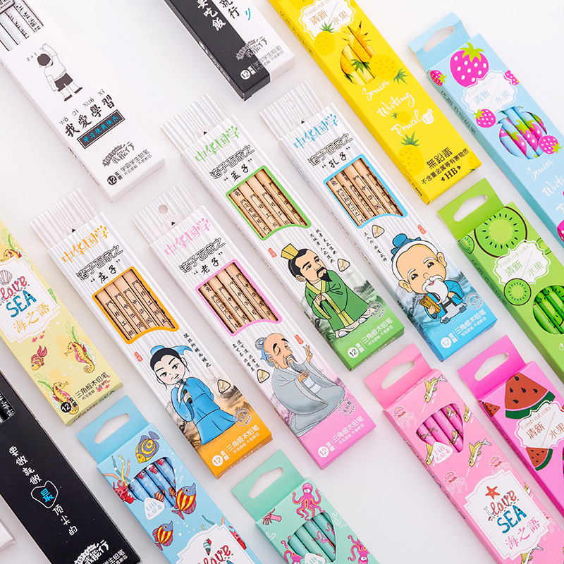 Creative Sinology fruit gold list students HB environmental pencil stationery wholesale custom