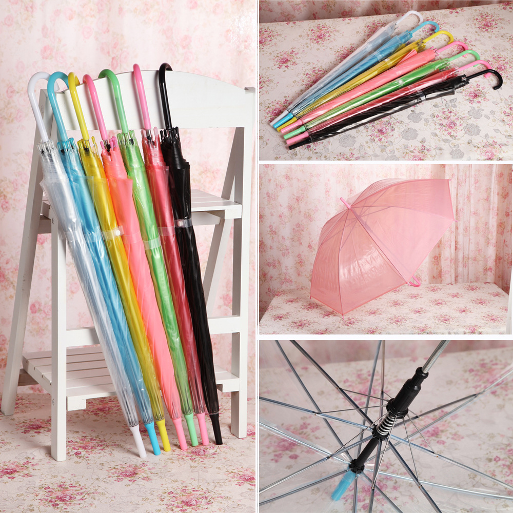 Color transparent umbrella environmental protection umbrella wholesale automatic long handle gift umbrella advertising umbrella ten yuan shop supply