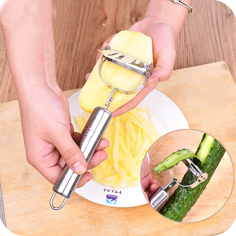 Stainless steel smiley face peeler grater multifunctional double headed fruit paring knife Vegetable fruit and melon planer kitchen gadget