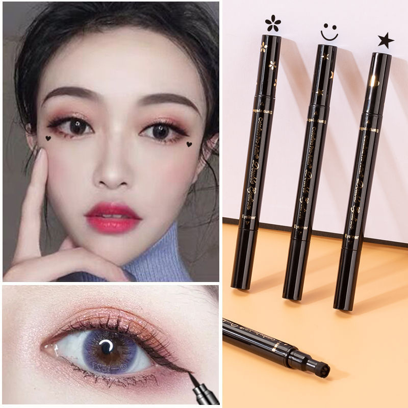 Seal eyeliner extremely fine double head waterproof not dizzy dye personality canthus love moon starry sky eyeliner makeup