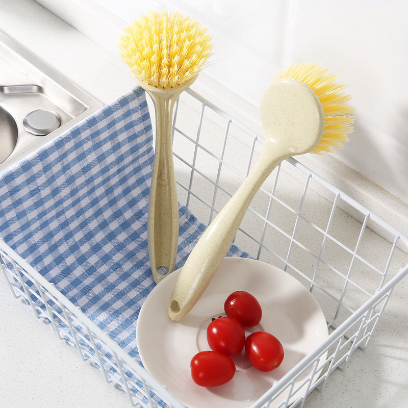 Wheat straw kitchen long handle pot brush cleaning brush can hang non - oil washing dish brush pot brush