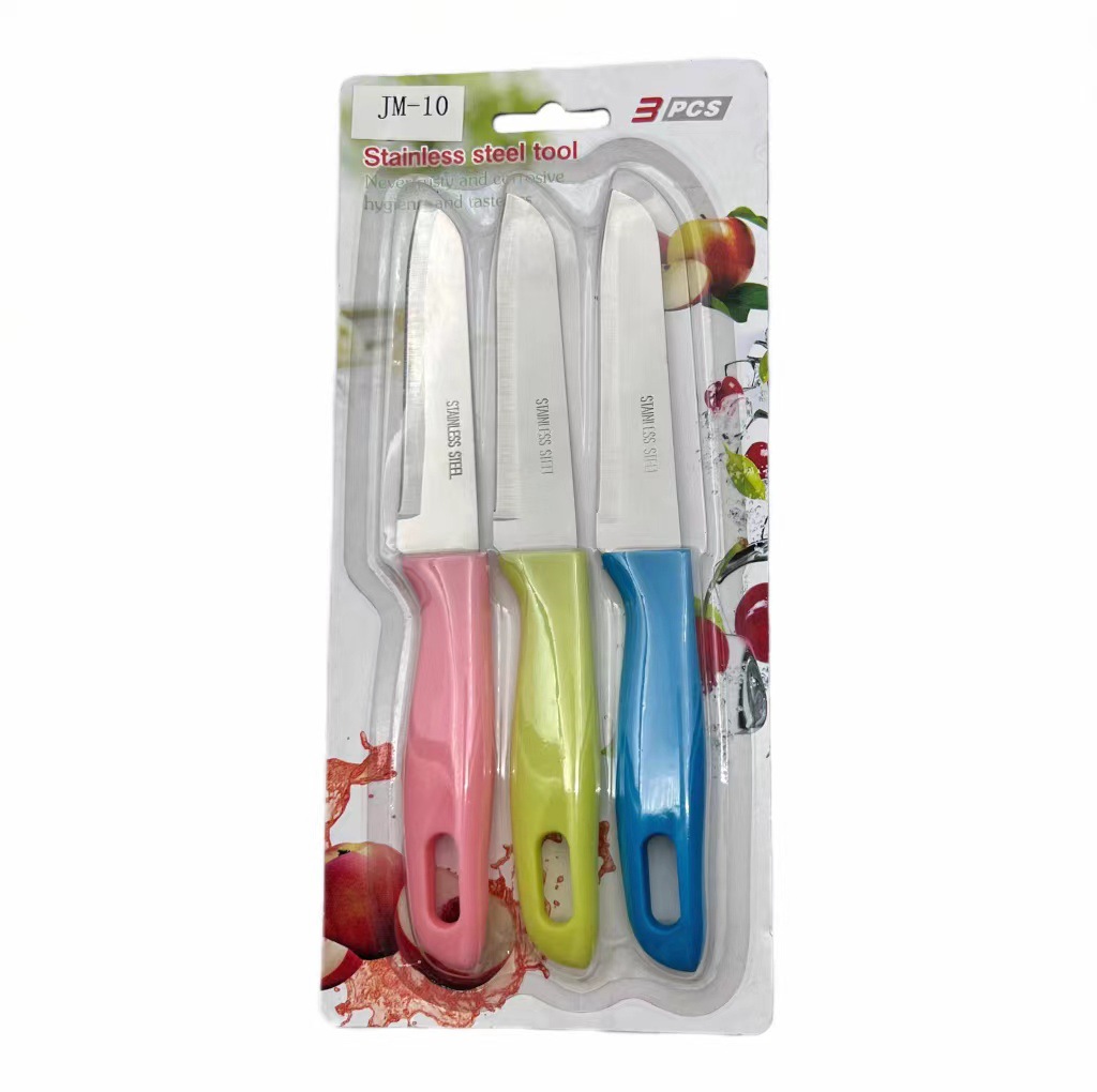 Foreign trade direct sugar color fruit knife set knife stainless steel fruit knife peeling knife household fruit knife
