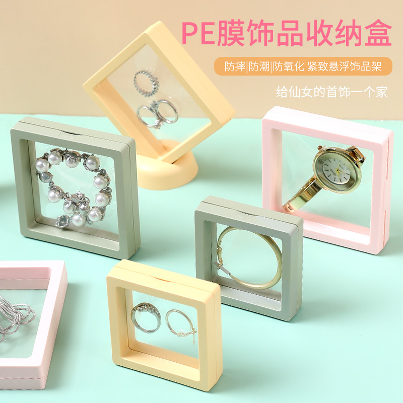 Anti-oxidation pe film jewelry box portable transparent storage box Earrings earrings earrings necklace film suspension display box
