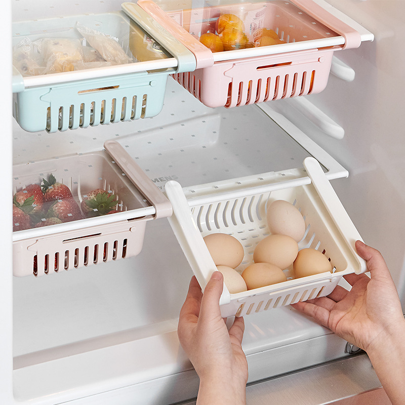 Refrigerator storage fruit basket can drain retractable box drawer partition figure box classification Nordic wind