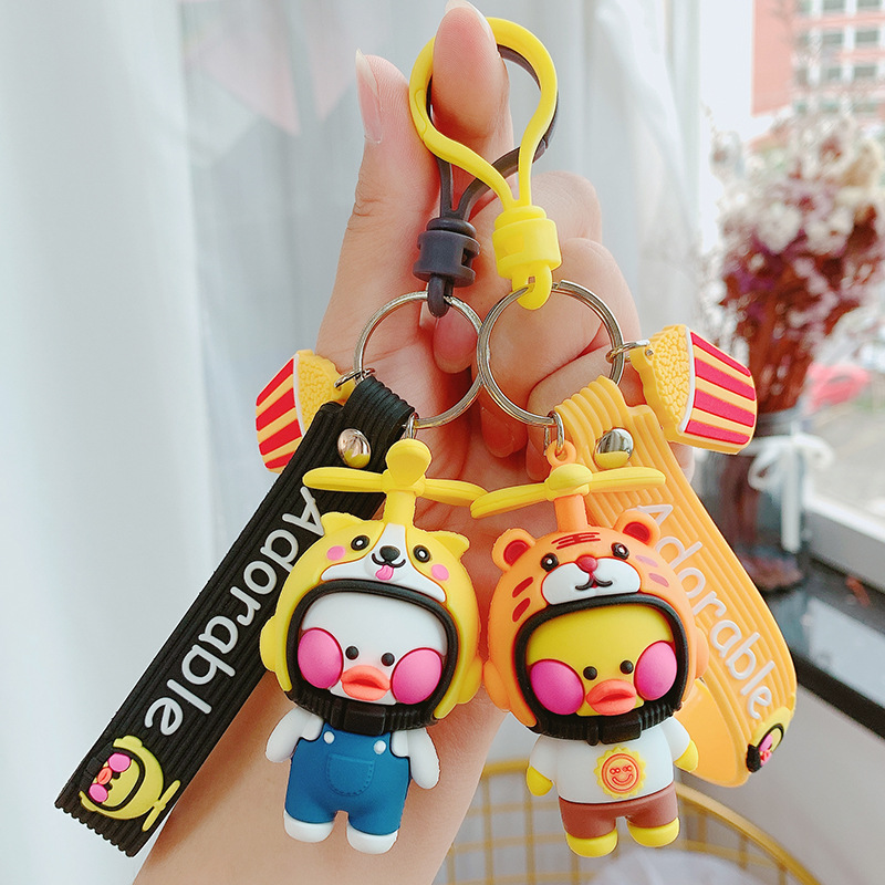 Net red helmet duck cartoon key chain cute car key pendant creative female bag pendant gift wholesale