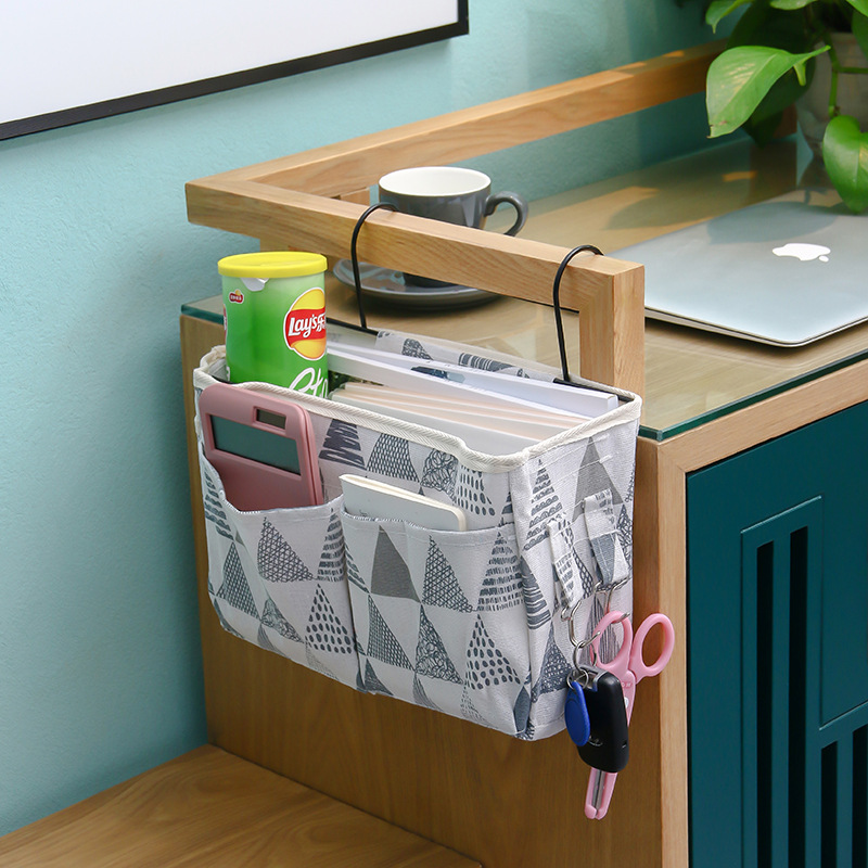 Home multifunctional bed hanging bag college student dormitory bed fabric hanging basket on the bed sundries finishing storage bag