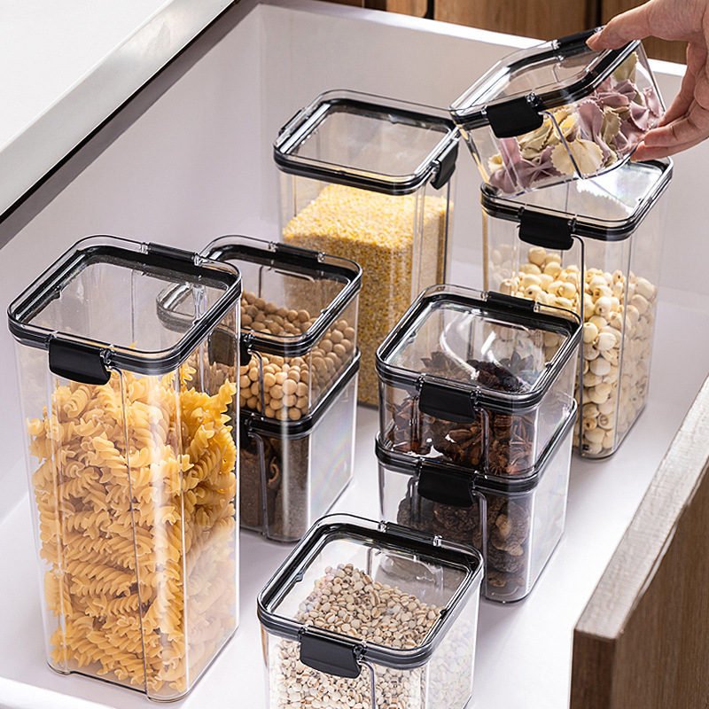 Sealed cans of grain and multigrain kitchen storage food grade transparent plastic cans box snacks dry goods tea storage cans