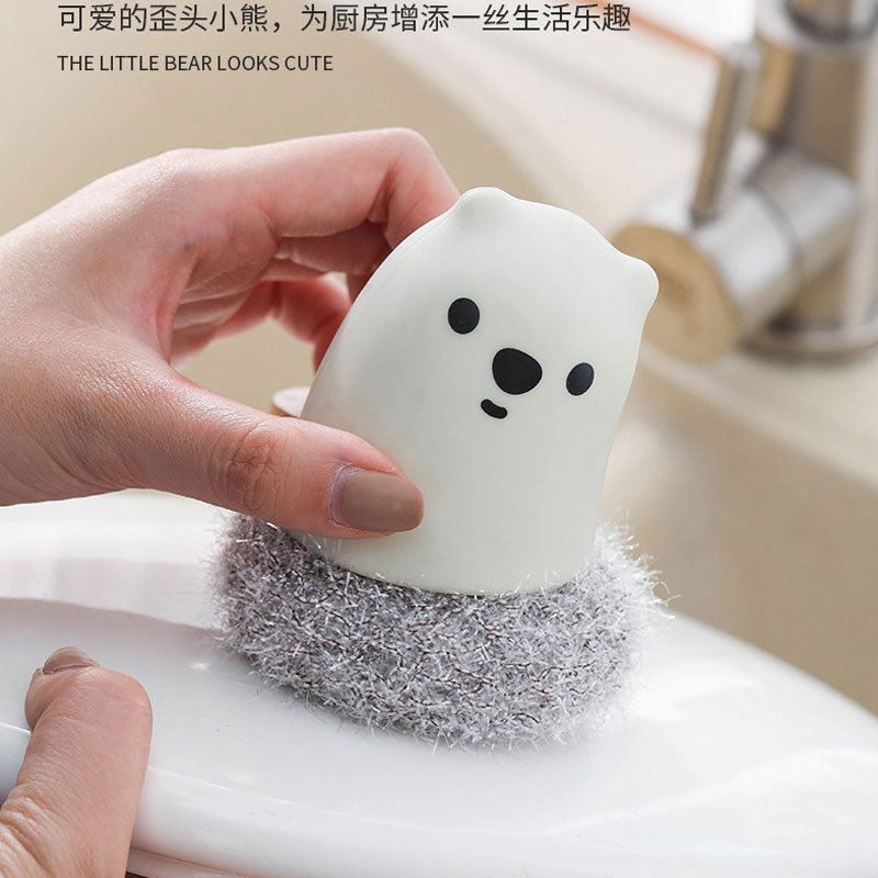 Bear handle acrylic wire pot and dish cleaning ball with base cooktop cleaning brush replaceable steel ball