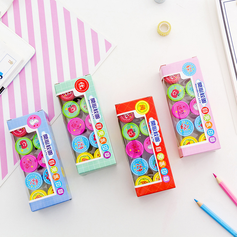 Small red flower style teaching aid seal Student comments seal set Teacher's aide homework comments seal set