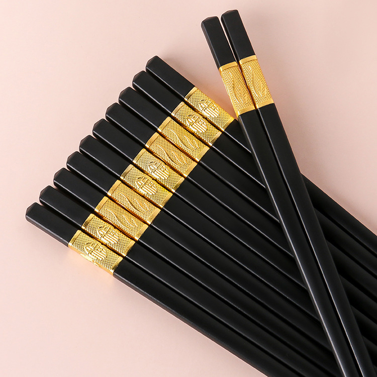 Creative household golden Fu alloy chopsticks high temperature restaurant hotel tableware mildew anti skid can be sterilized chopsticks