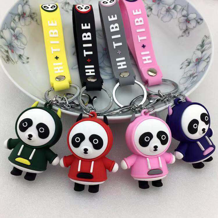 Creative NEW CARTOON PANDA DOLL KEY CHAIN BAG PENDANT PVC soft GLUE lovely PENDant factory direct sales